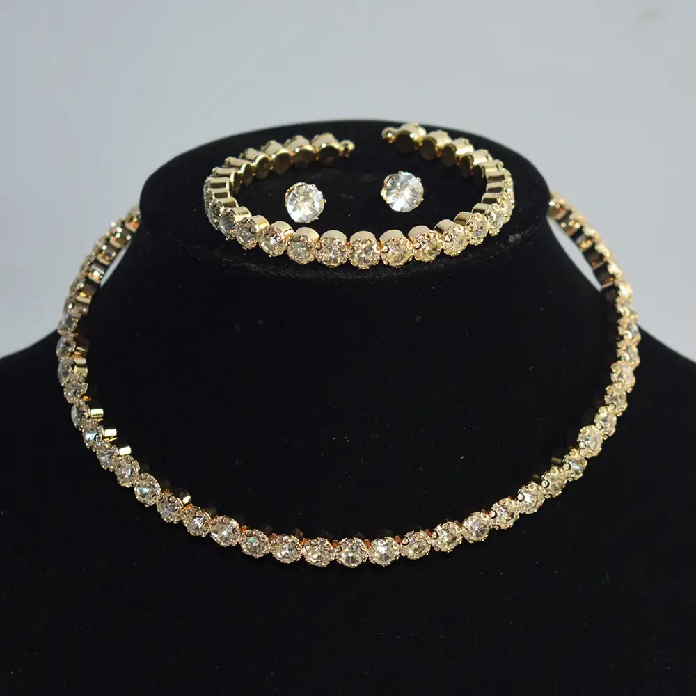 Gold Plated Four-Piece Diamond Bridal Set - Image 2