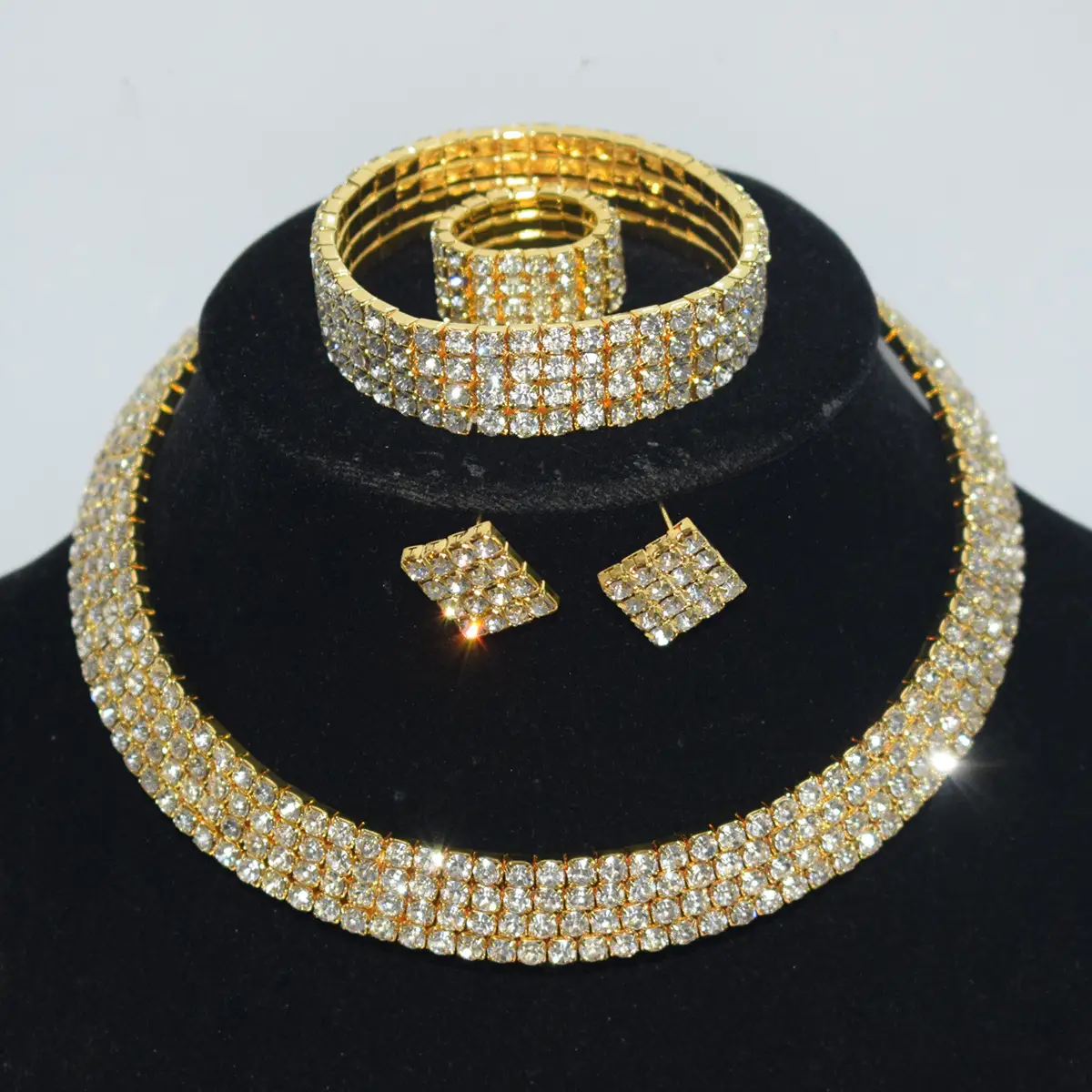 Gold Plated Four-Piece Diamond Bridal Set - Image 19