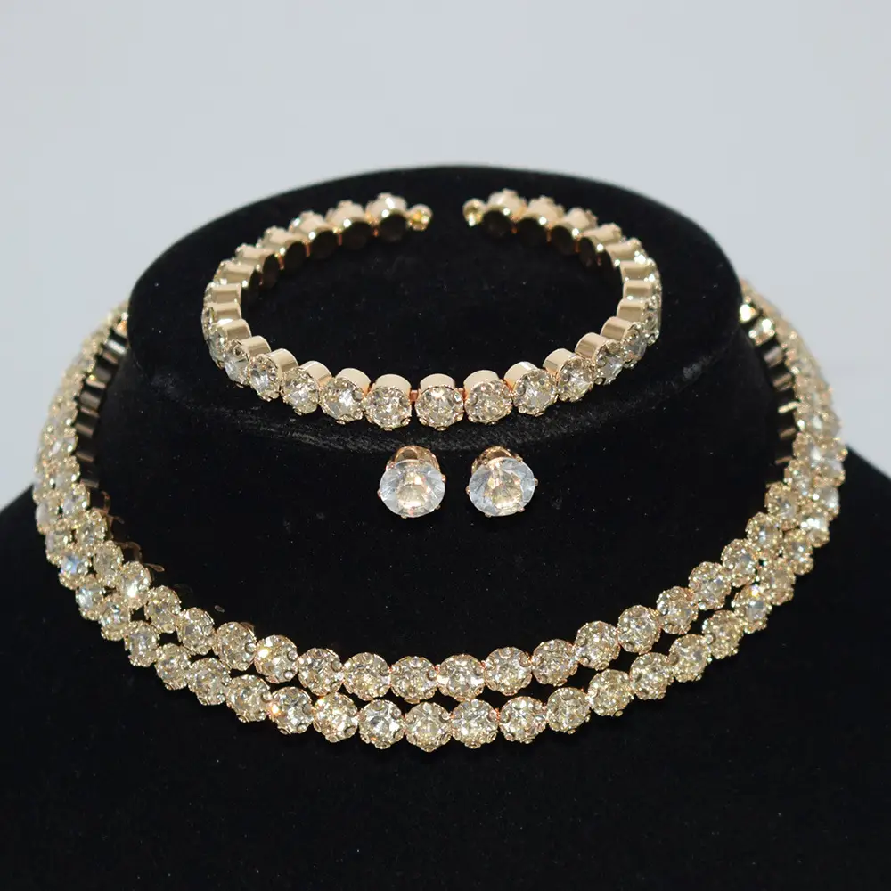 Gold Plated Four-Piece Diamond Bridal Set - Image 4