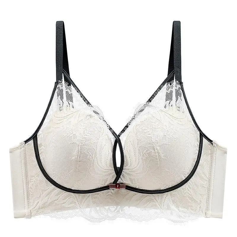 Small Chest Gathered Big Thickened Steamed Bread Cup Hollow Lace Underwear Comfortable Soft Beautiful Chest No Steel Ring Sexy Bra