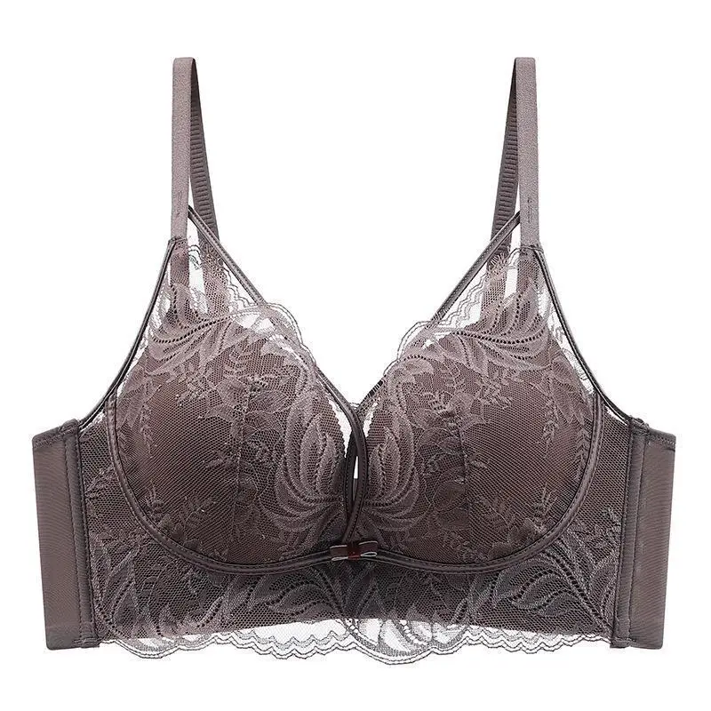 Small Chest Gathered Big Thickened Steamed Bread Cup Hollow Lace Underwear Comfortable Soft Beautiful Chest No Steel Ring Sexy Bra