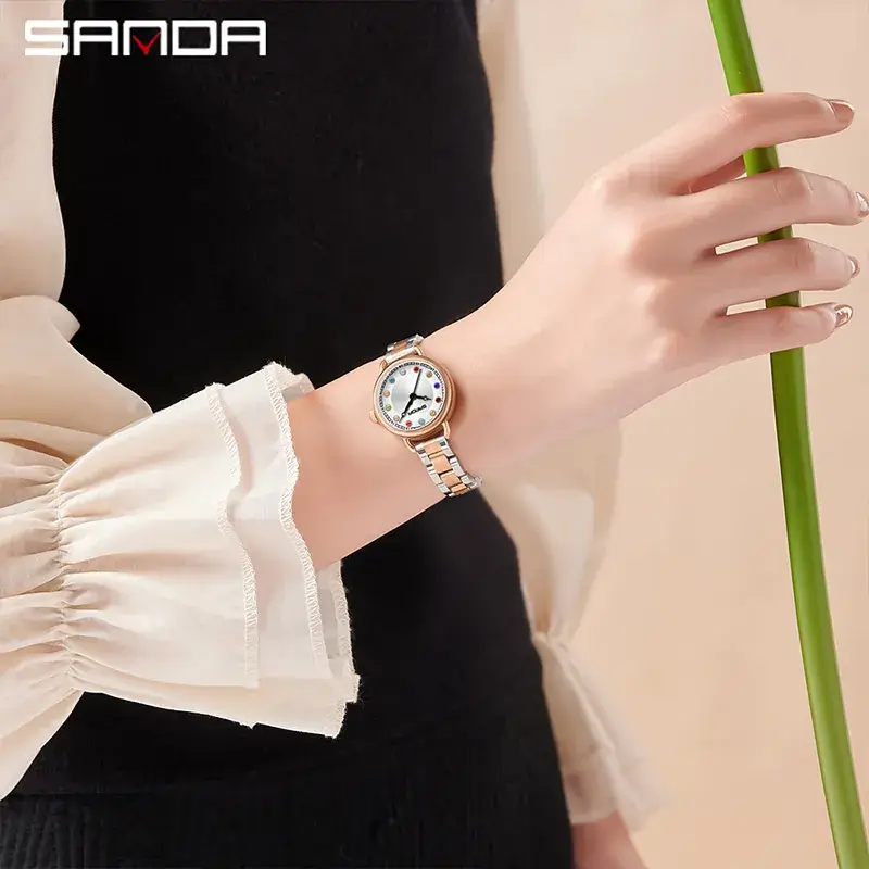 Sanda Birthstone Women's Quartz Watch Brown Leather Band - Image 22