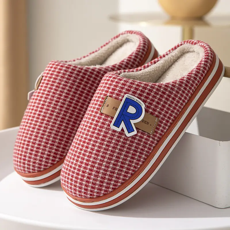 Large Size Men's Cotton Slippers for Autumn and Winter Indoor Use, Non-Slip Thick-Soled Warm Home Slippers, Comfortable and Plush - Image 4