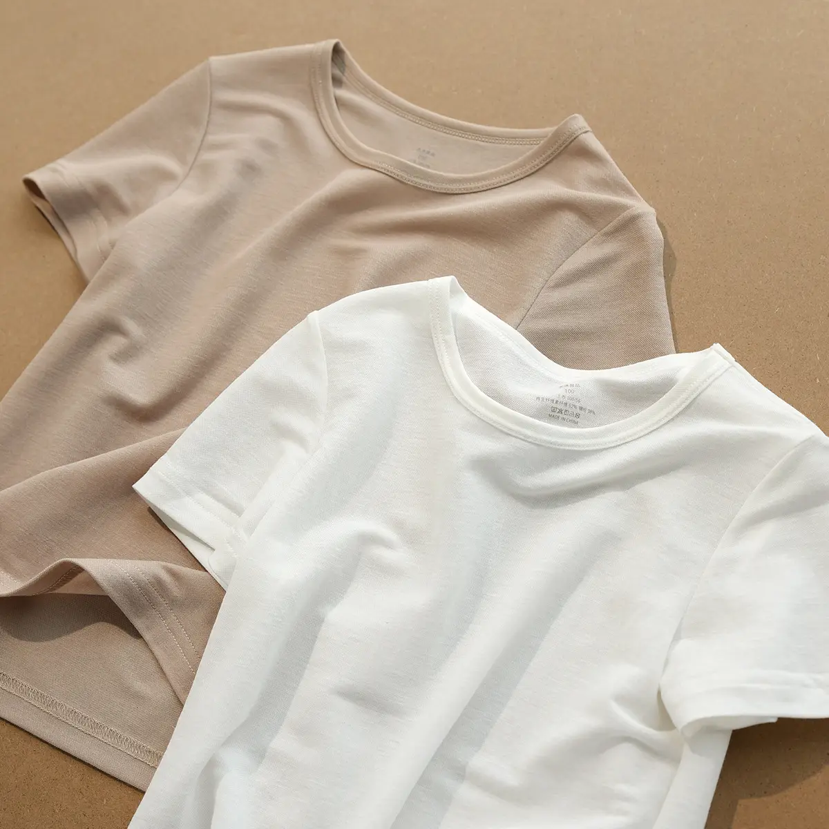 Men Women Beige Cotton T-Shirt Summer Wear - Image 5