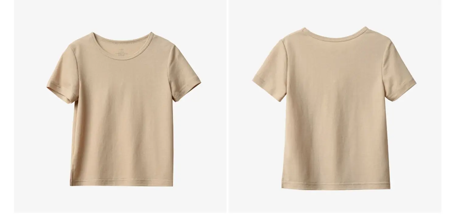 Men Women Beige Cotton T-Shirt Summer Wear — feature 34