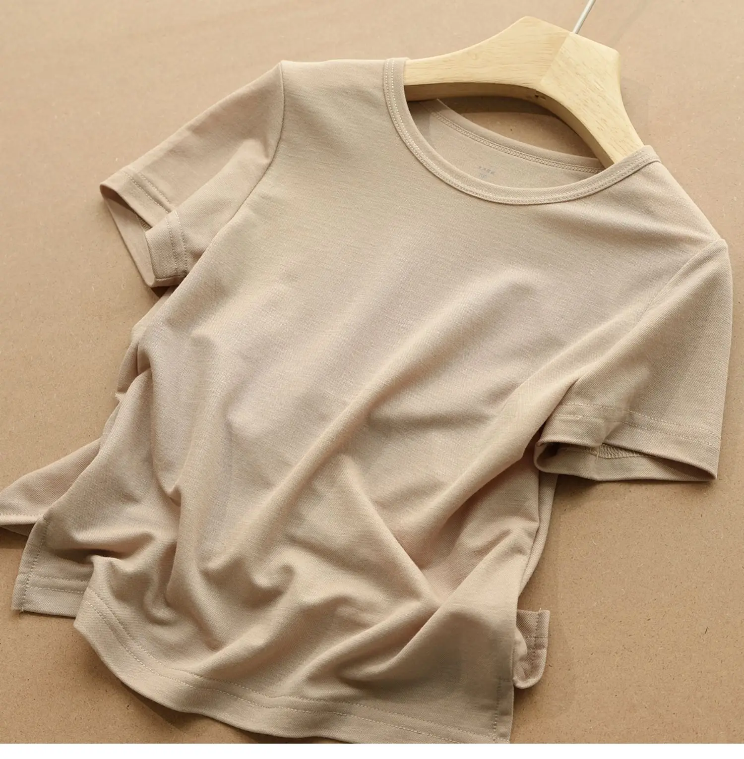 Men Women Beige Cotton T-Shirt Summer Wear — feature 44