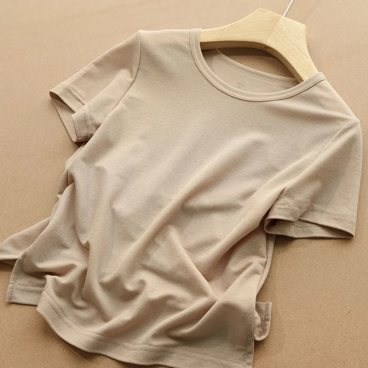 Men Women Beige Cotton T-Shirt Summer Wear - Image 2