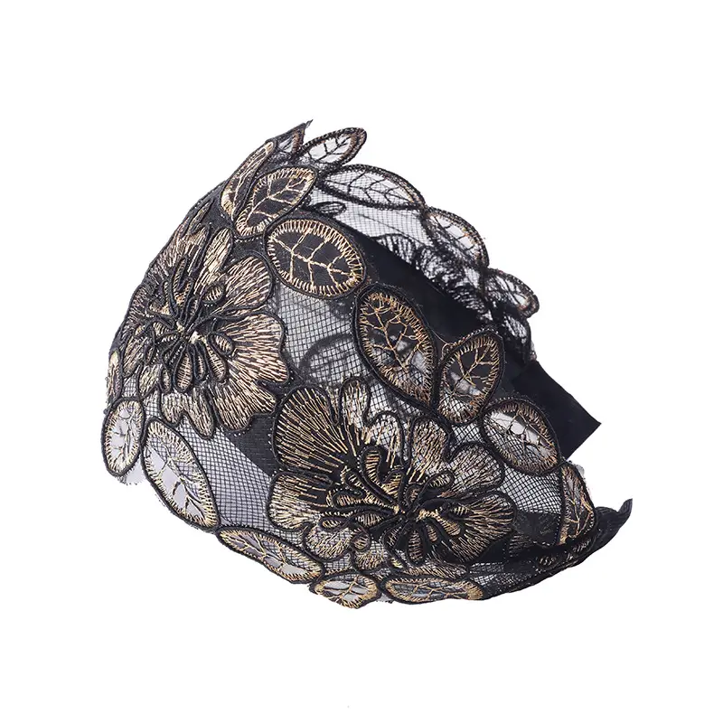 Black Lace Floral Headband for Women - Image 10