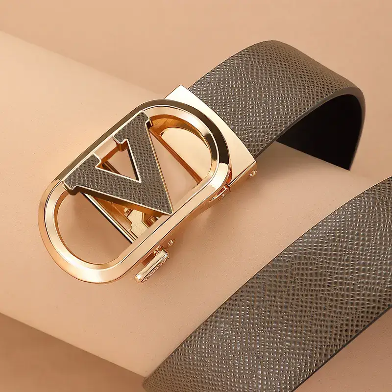 2023 Men's Genuine Leather Belt with Gold Buckle - Image 3