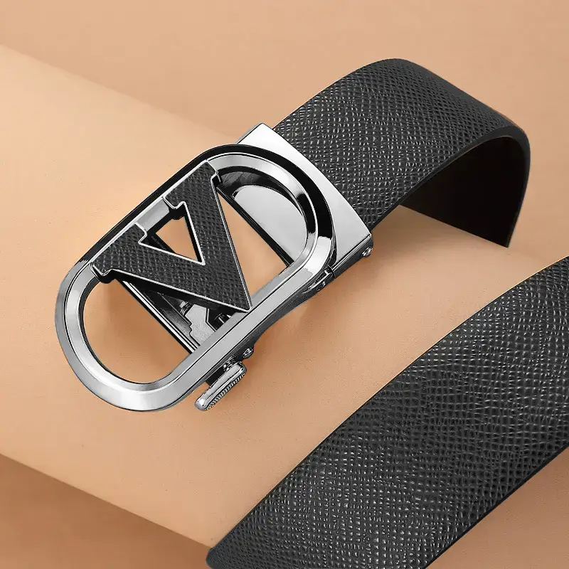 2023 Men's Genuine Leather Belt with Gold Buckle - Image 4