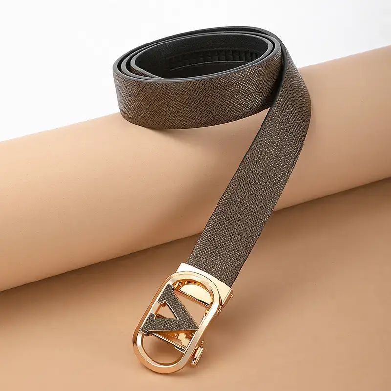 2023 Men's Genuine Leather Belt with Gold Buckle - Image 5
