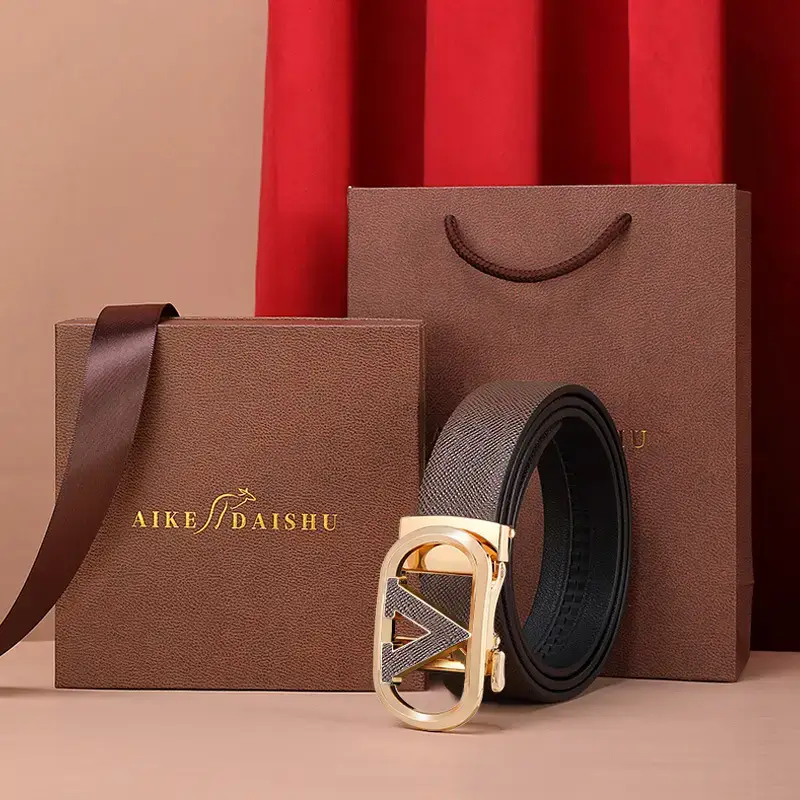 2023 Men's Genuine Leather Belt with Gold Buckle - Image 6