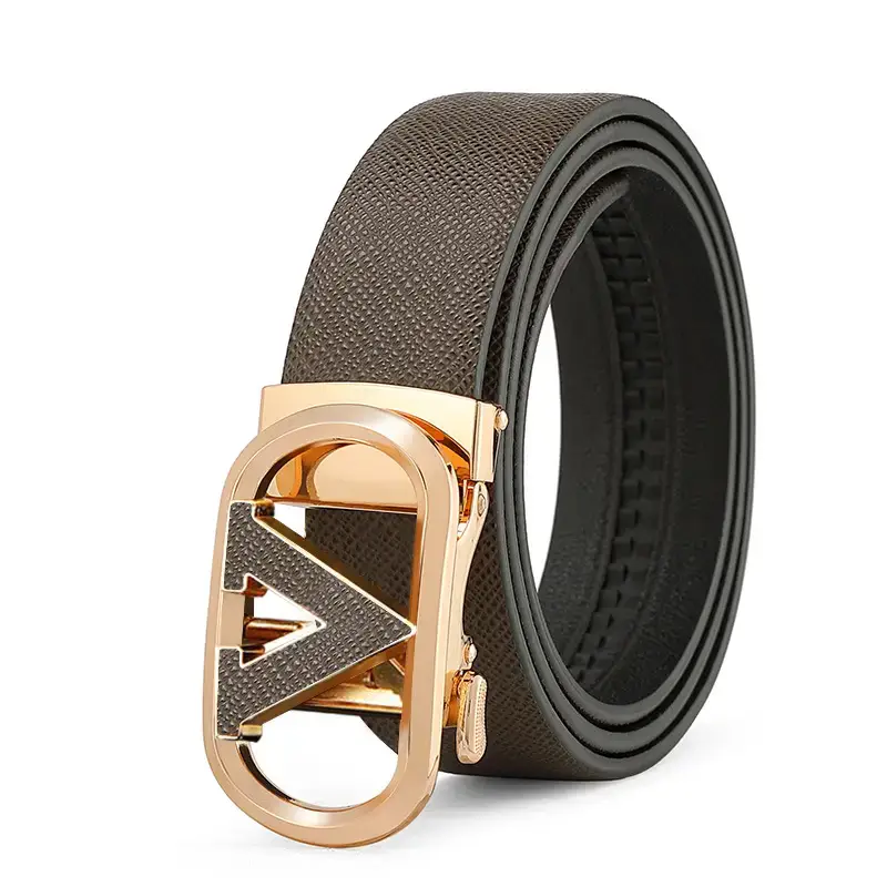 2023 Men's Genuine Leather Belt with Gold Buckle