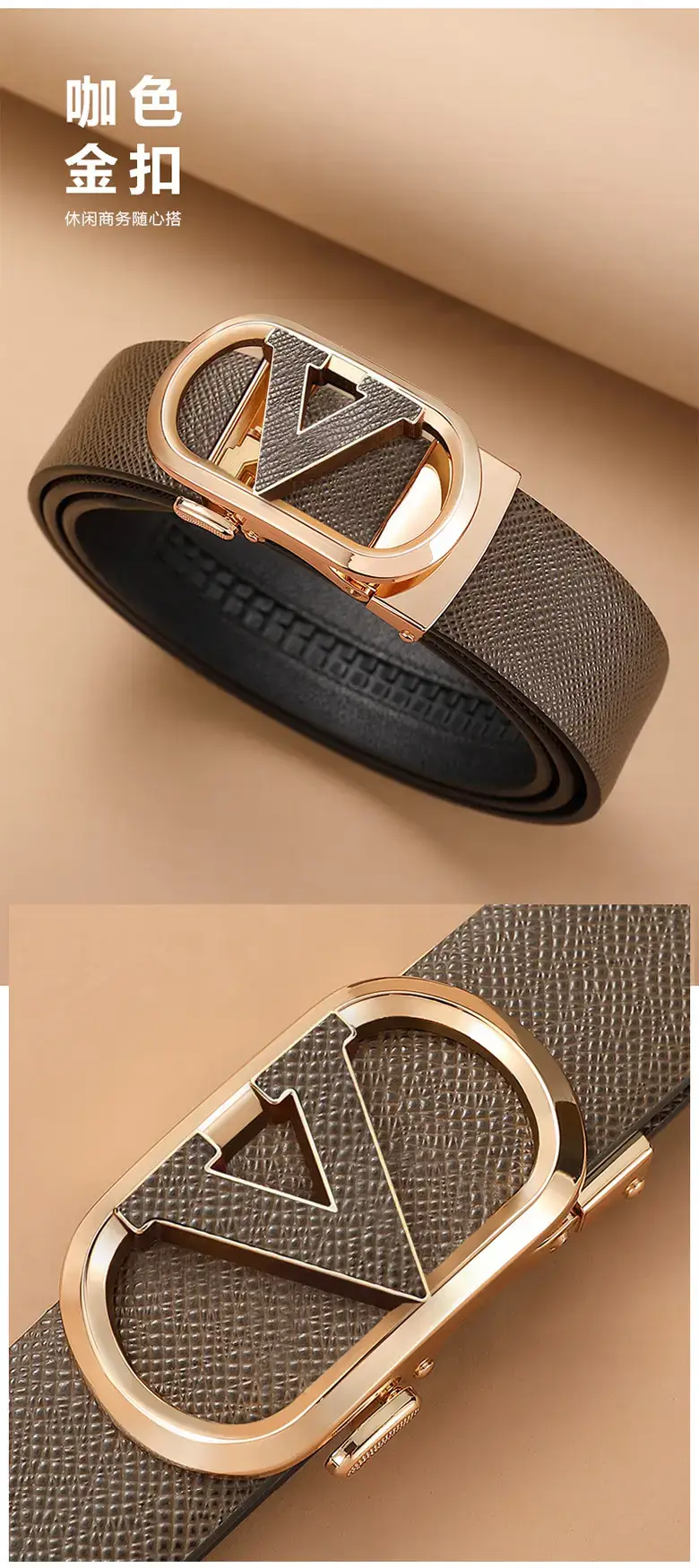 2023 Men's Genuine Leather Belt with Gold Buckle β feature 17