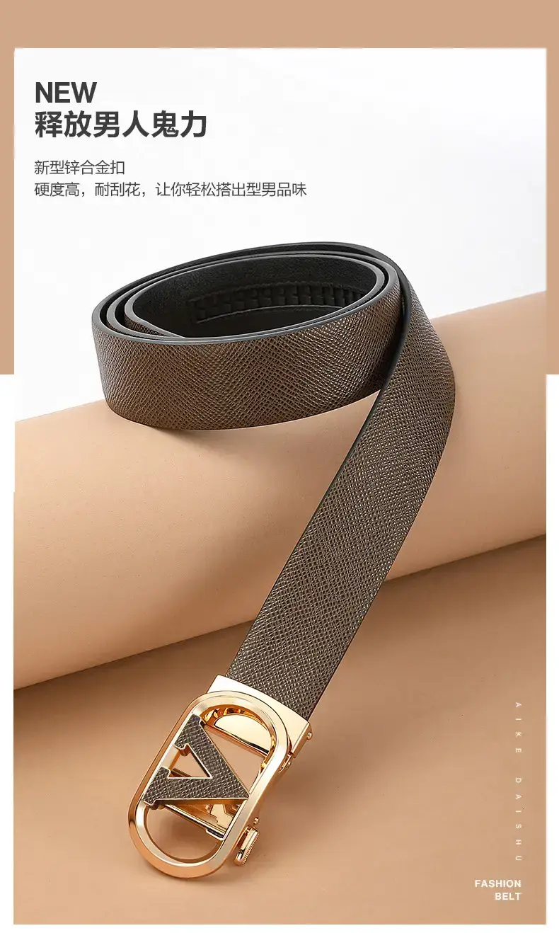 2023 Men's Genuine Leather Belt with Gold Buckle β feature 3