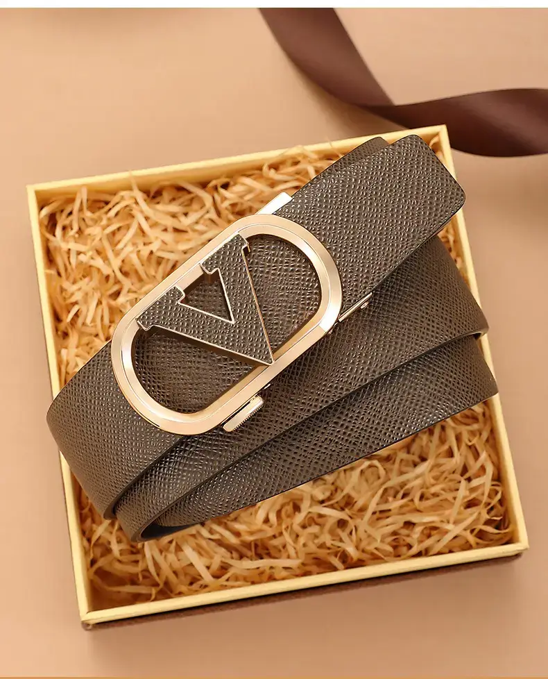 2023 Men's Genuine Leather Belt with Gold Buckle β feature 7