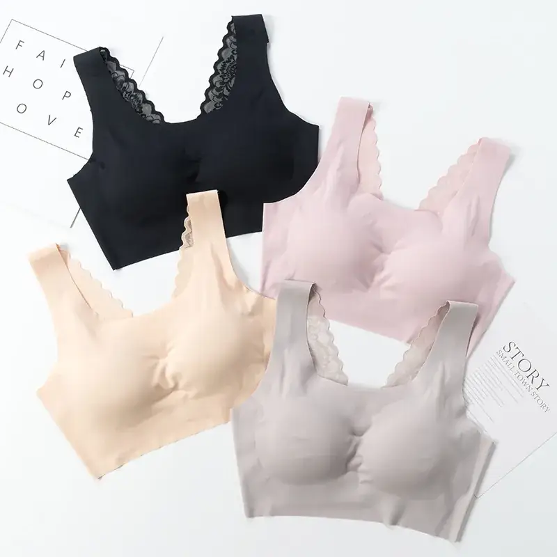 Pink Lace Backless Bra Plus Size Yoga Vest