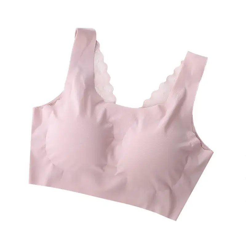 Pink Lace Backless Bra Plus Size Yoga Vest