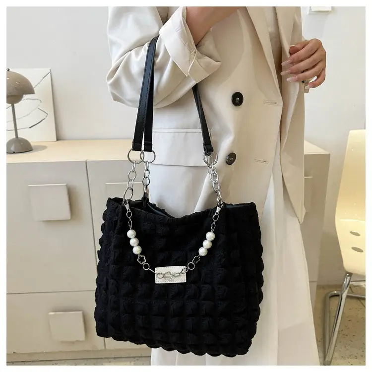 Large Bubble Pleated Shoulder Bag Mint Green — feature 15