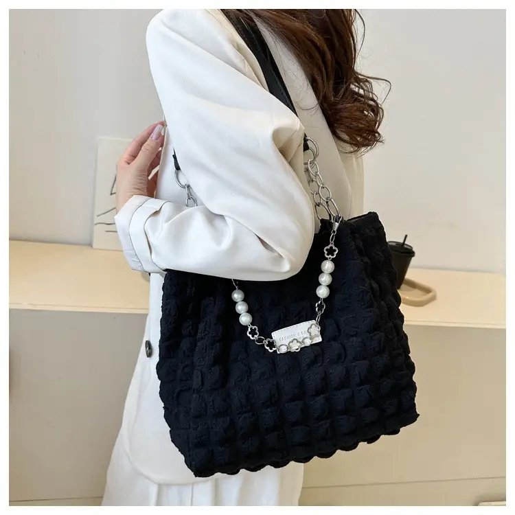 Large Bubble Pleated Shoulder Bag Mint Green — feature 17