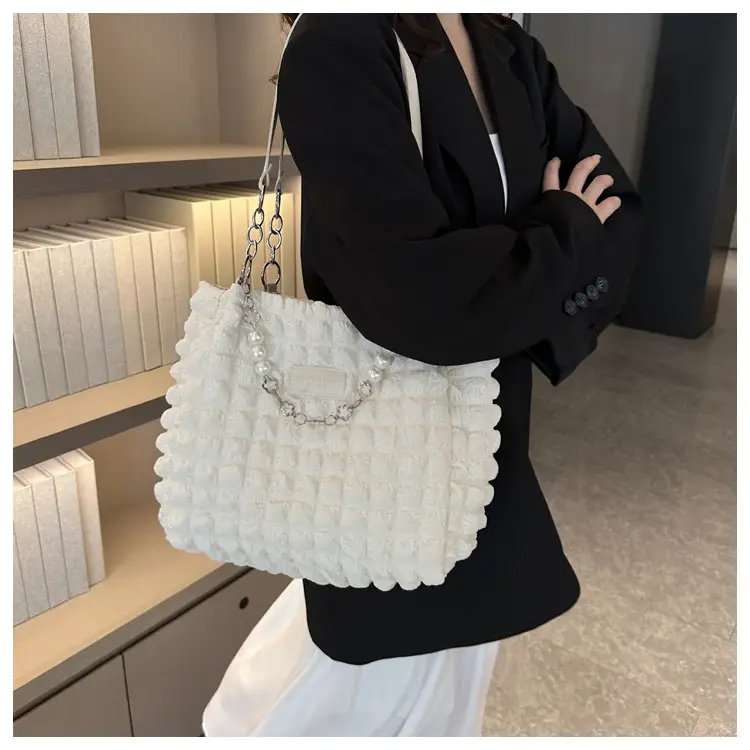 Large Bubble Pleated Shoulder Bag Mint Green — feature 20