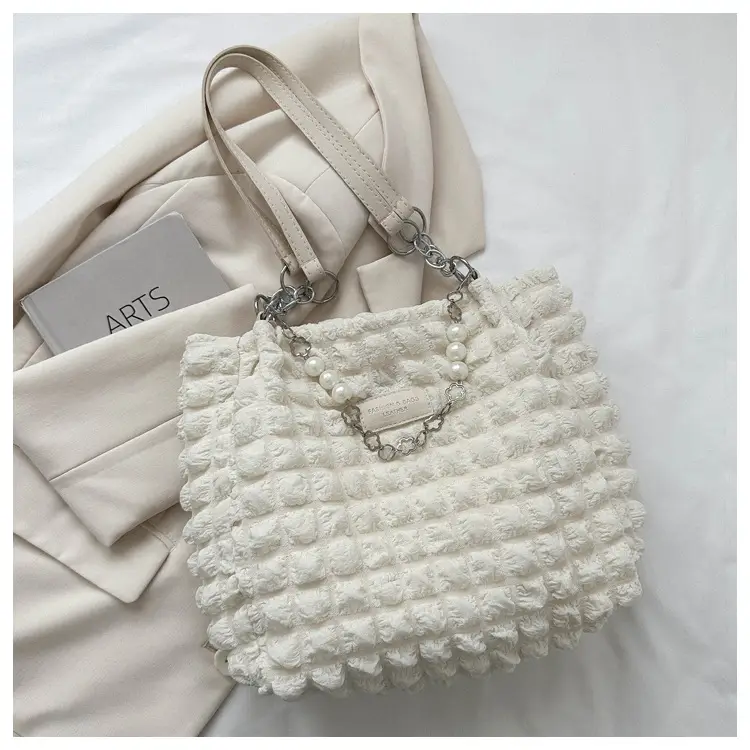 Large Bubble Pleated Shoulder Bag Mint Green — feature 22