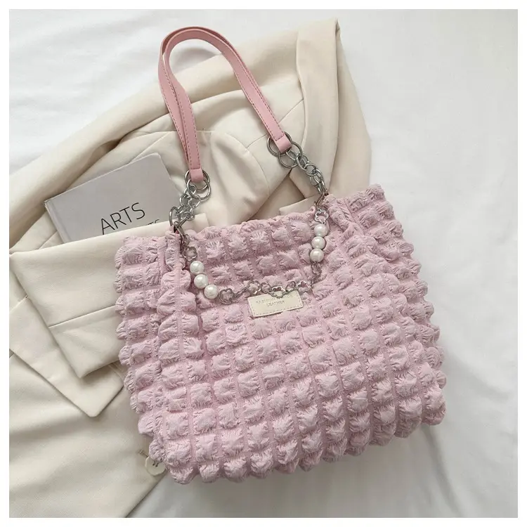 Large Bubble Pleated Shoulder Bag Mint Green — feature 24