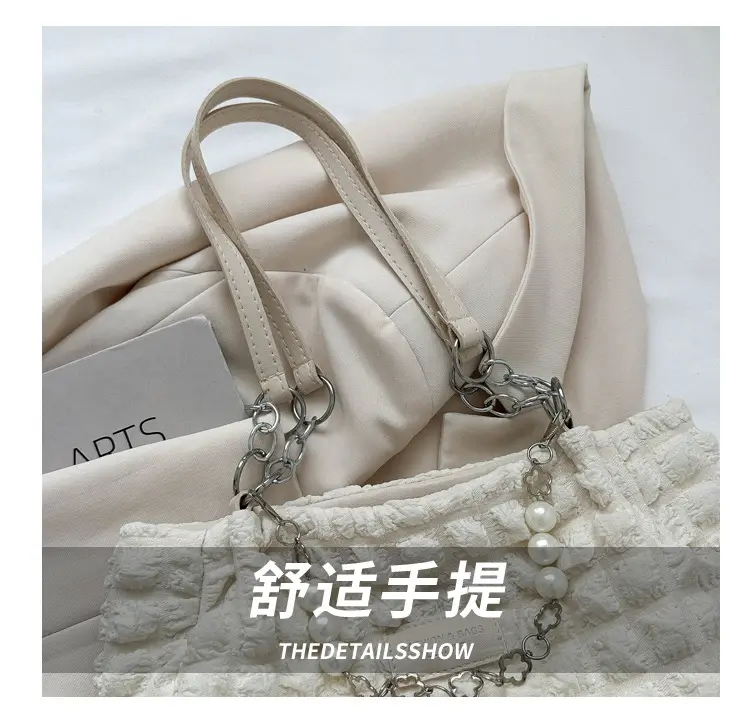 Large Bubble Pleated Shoulder Bag Mint Green — feature 5