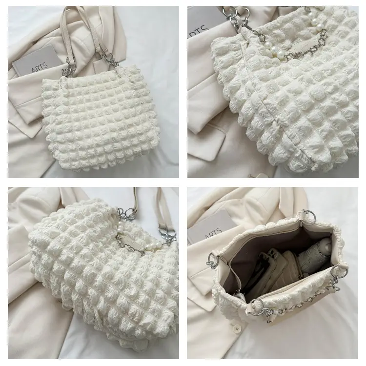 Large Bubble Pleated Shoulder Bag Mint Green — feature 8