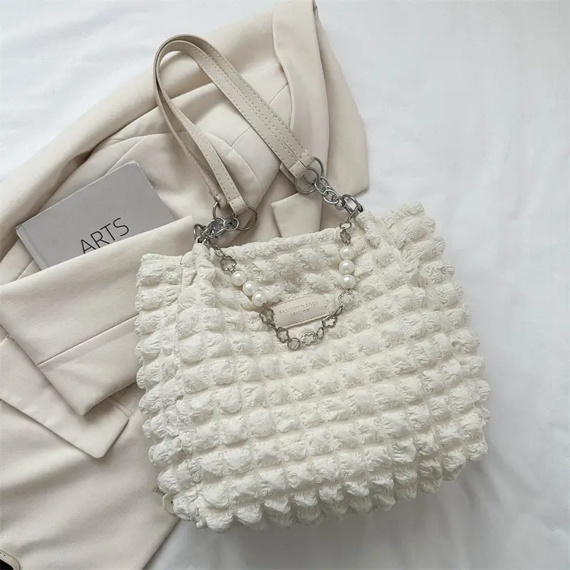 Large Bubble Pleated Shoulder Bag Mint Green - Image 2
