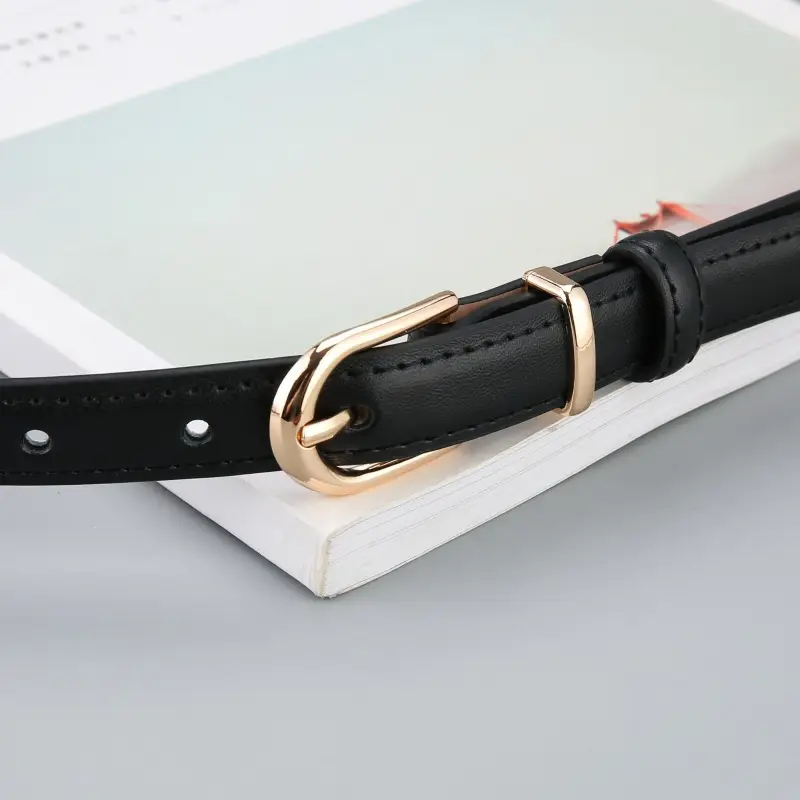 Women's Genuine Leather Belt with Gold Buckle - Image 11