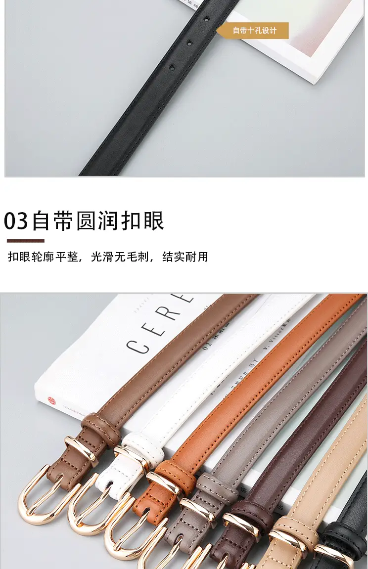 Women's Genuine Leather Belt with Gold Buckle β feature 10