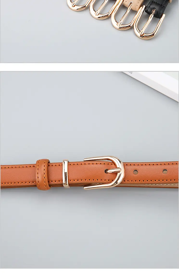 Women's Genuine Leather Belt with Gold Buckle β feature 11