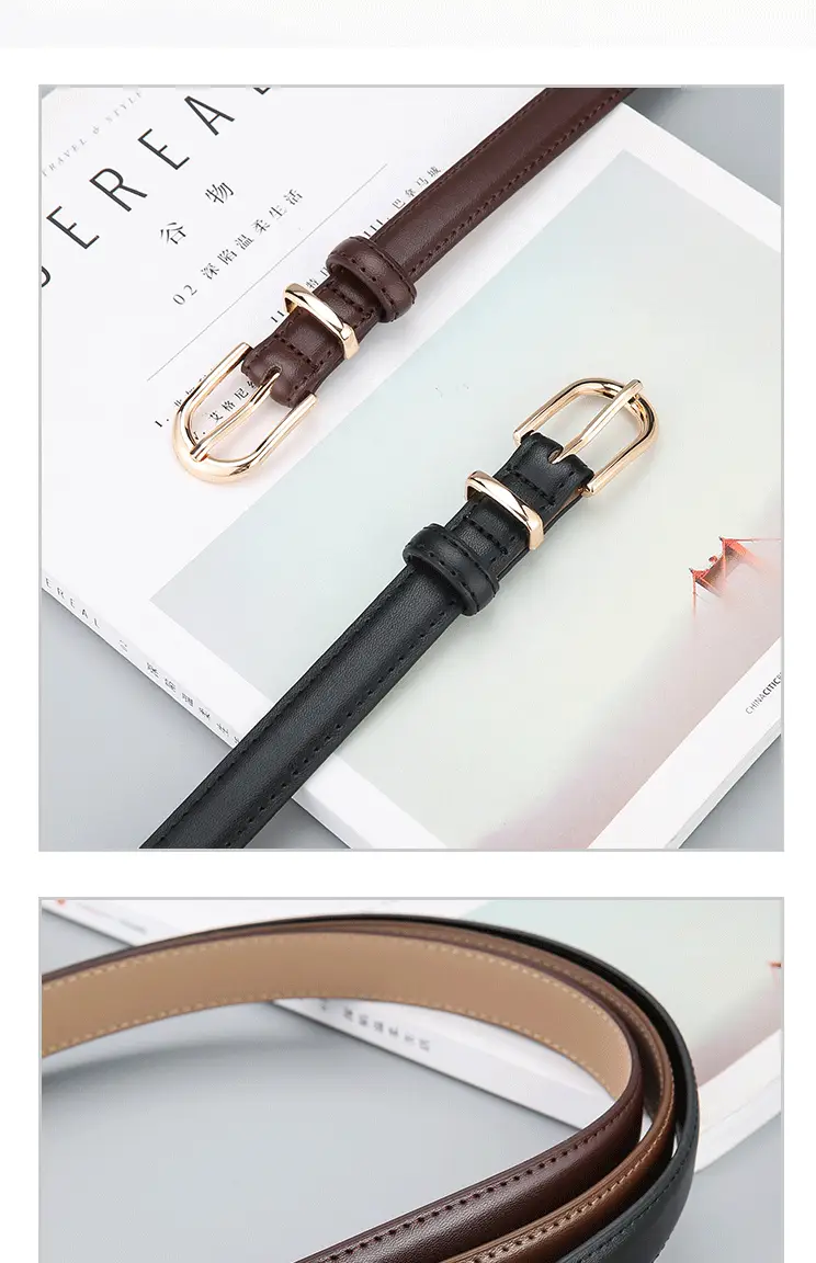 Women's Genuine Leather Belt with Gold Buckle β feature 4