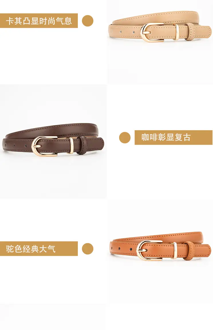 Women's Genuine Leather Belt with Gold Buckle β feature 7