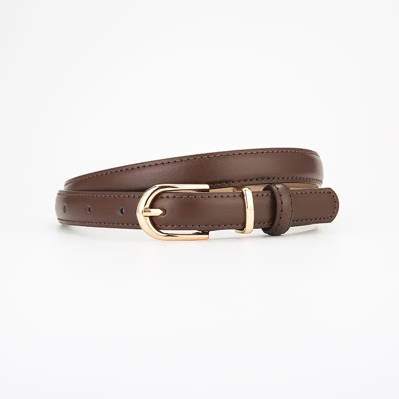 Women's Genuine Leather Belt with Gold Buckle - Image 3