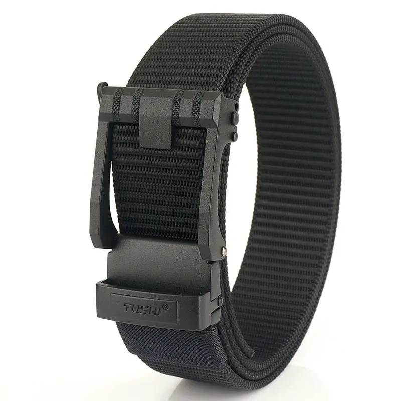 Men's Black All-Capacity Buckle Belt with Non-Porous Strap