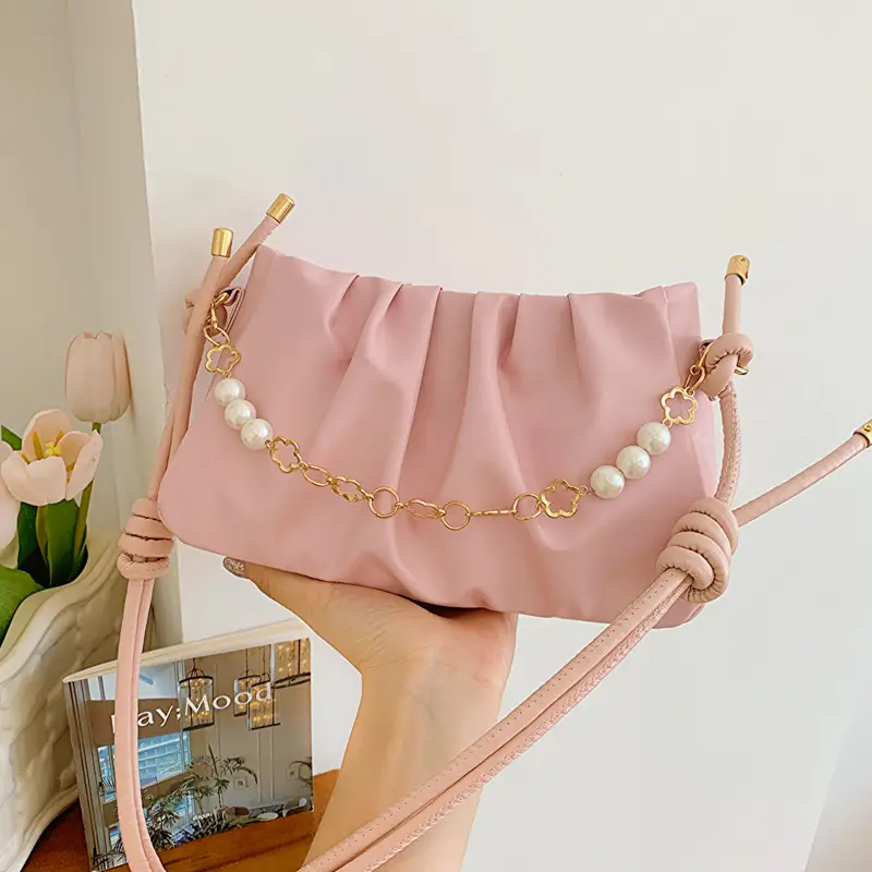 Black Pleated Shoulder Bag for Women 2023 - Image 6