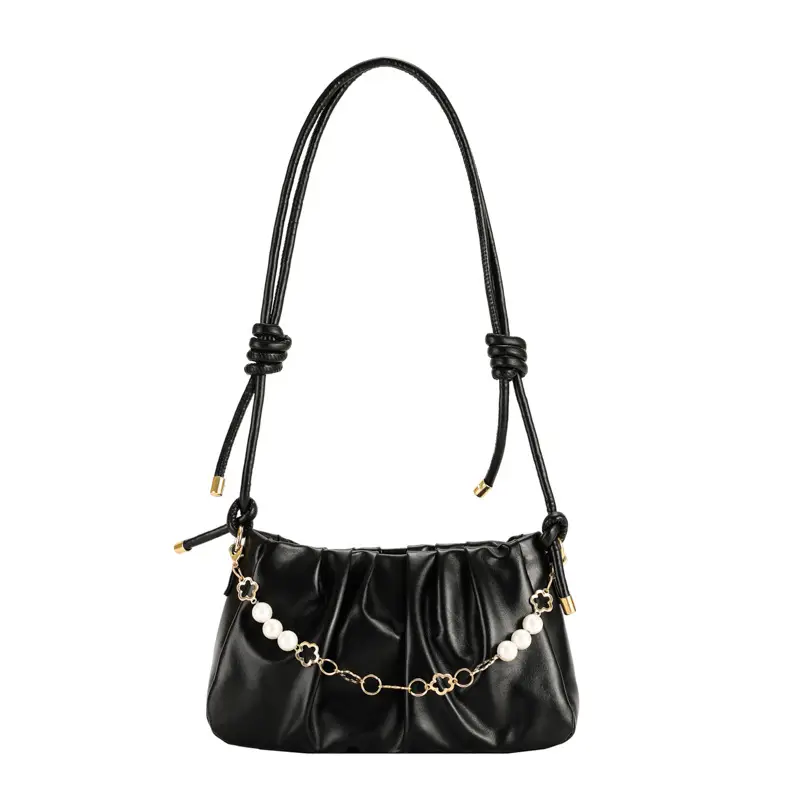 Black Pleated Shoulder Bag for Women 2023 - Image 8