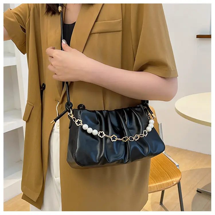 Black Pleated Shoulder Bag for Women 2023 — feature 16