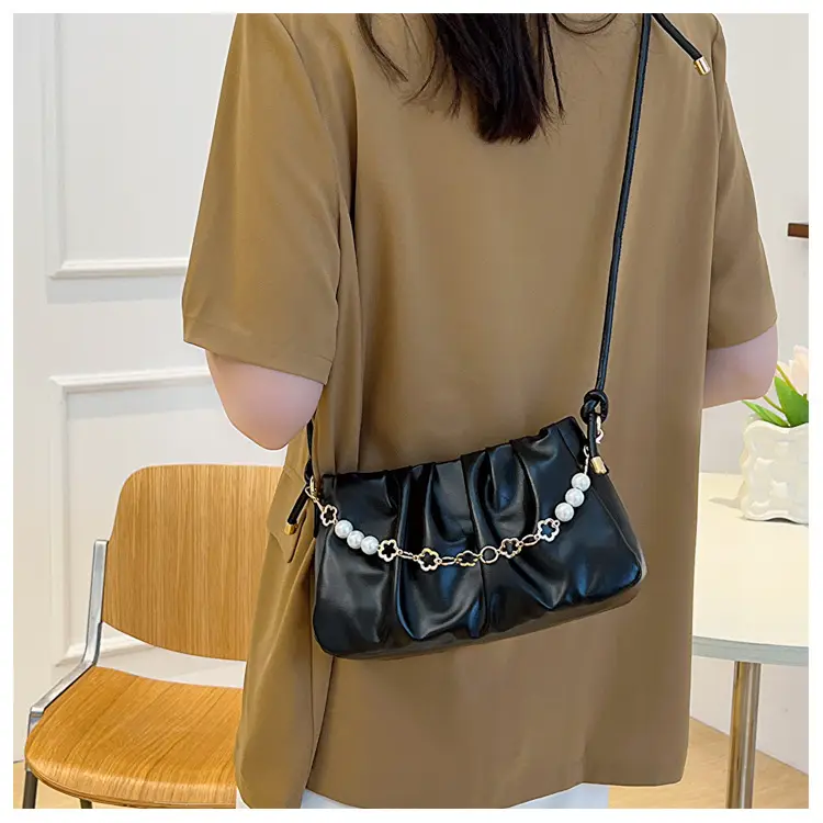 Black Pleated Shoulder Bag for Women 2023 — feature 17