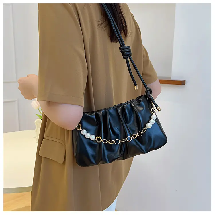 Black Pleated Shoulder Bag for Women 2023 — feature 18