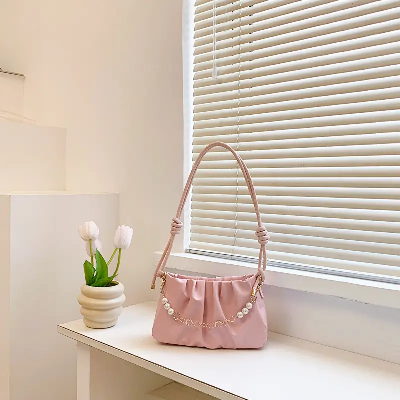 Black Pleated Shoulder Bag for Women 2023 - Image 2