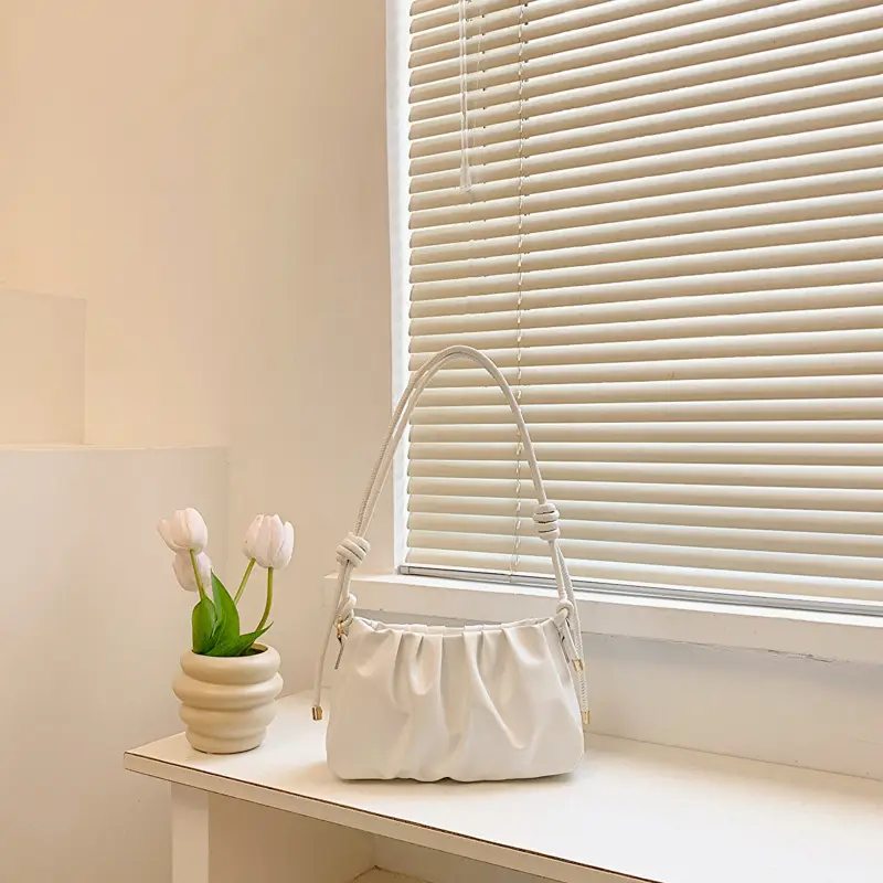 Black Pleated Shoulder Bag for Women 2023 - Image 3
