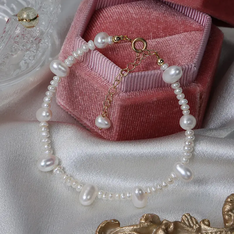 Nude Pearl Bracelet for Women with Spring Buckle