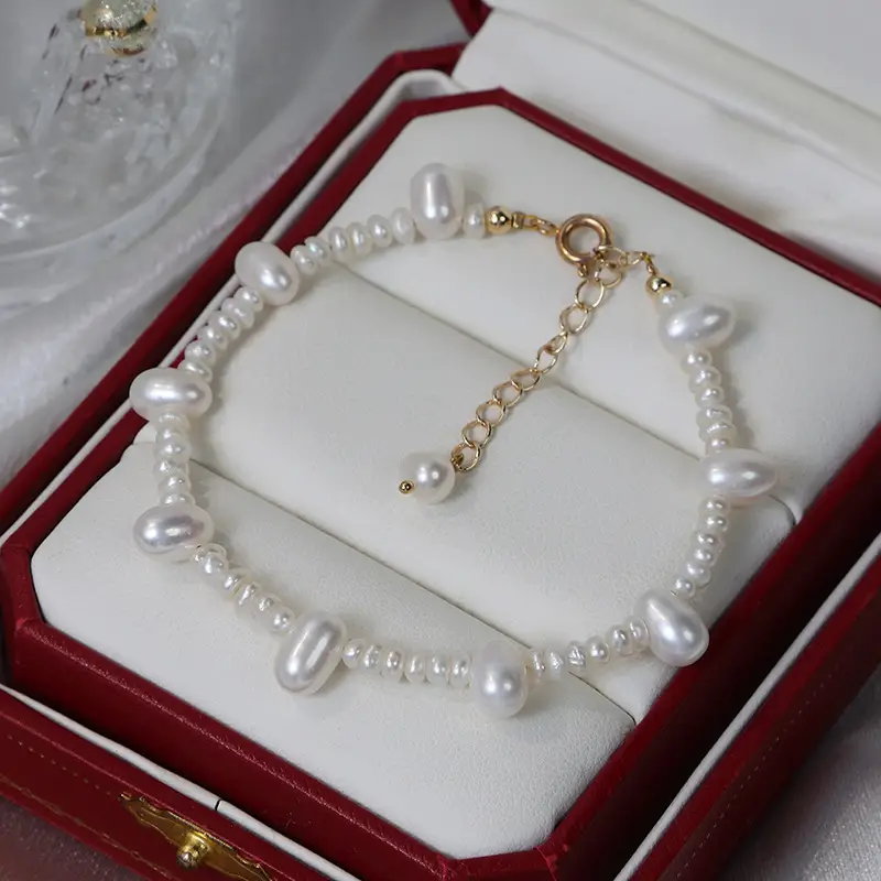 Nude Pearl Bracelet for Women with Spring Buckle