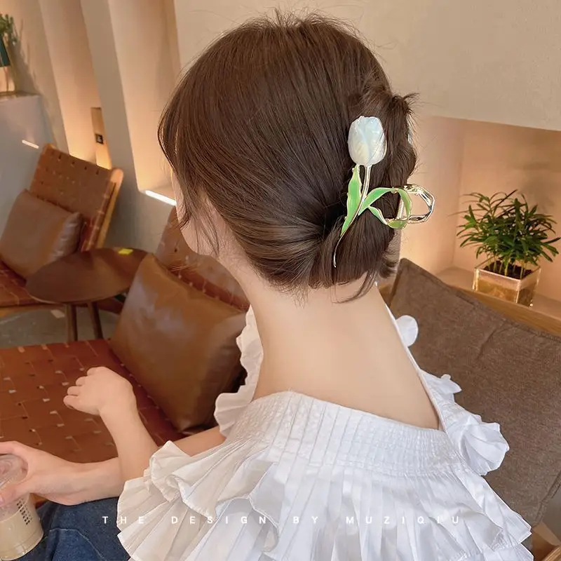 Tulip Grip Hair Clip Red Net 2022 Summer - Image 5
