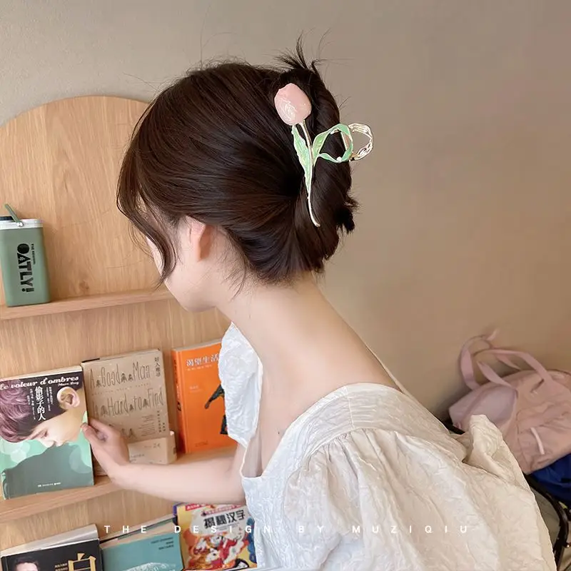Tulip Grip Hair Clip Red Net 2022 Summer - Image 7