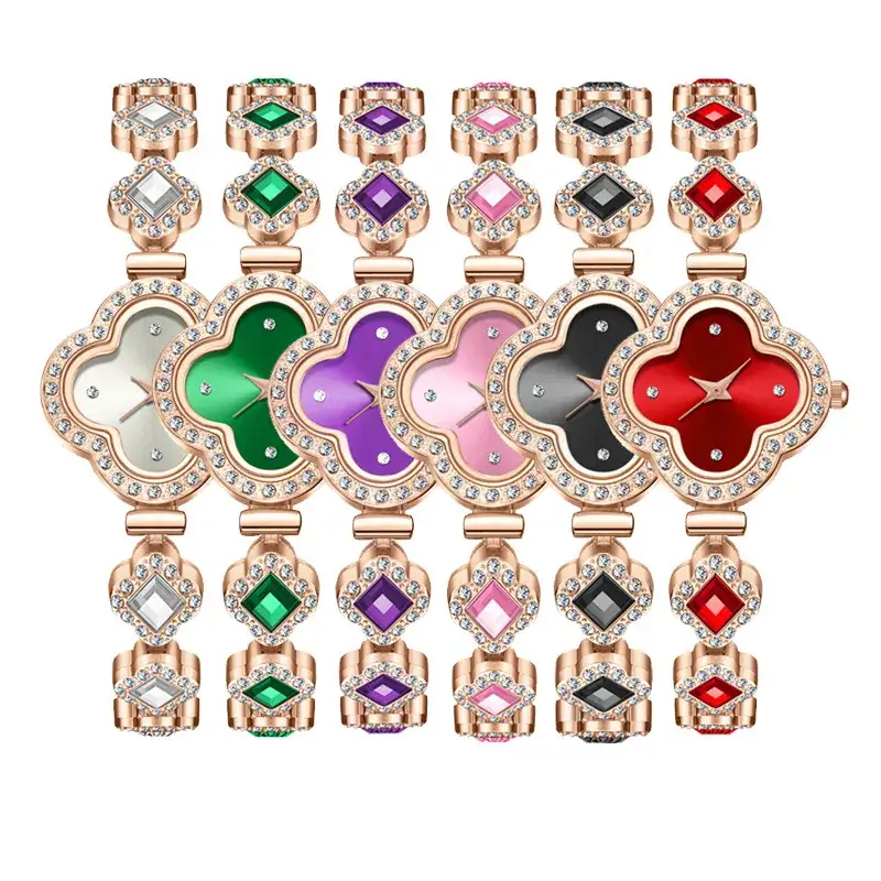 Lucky Four Leaf Clover Watch for Women Purple Diamond - Image 7