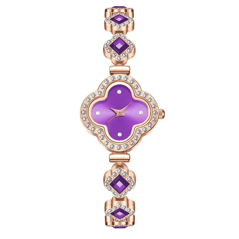 Lucky Four Leaf Clover Watch for Women Purple Diamond - Image 6